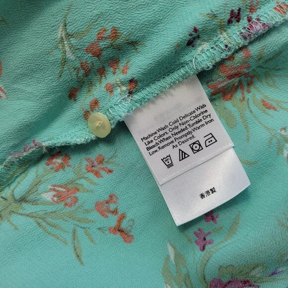 Demure Vintage Eddie Bauer Sleeveless Dusty Turquiose Floral Dress size Large - Picture 10 of 12